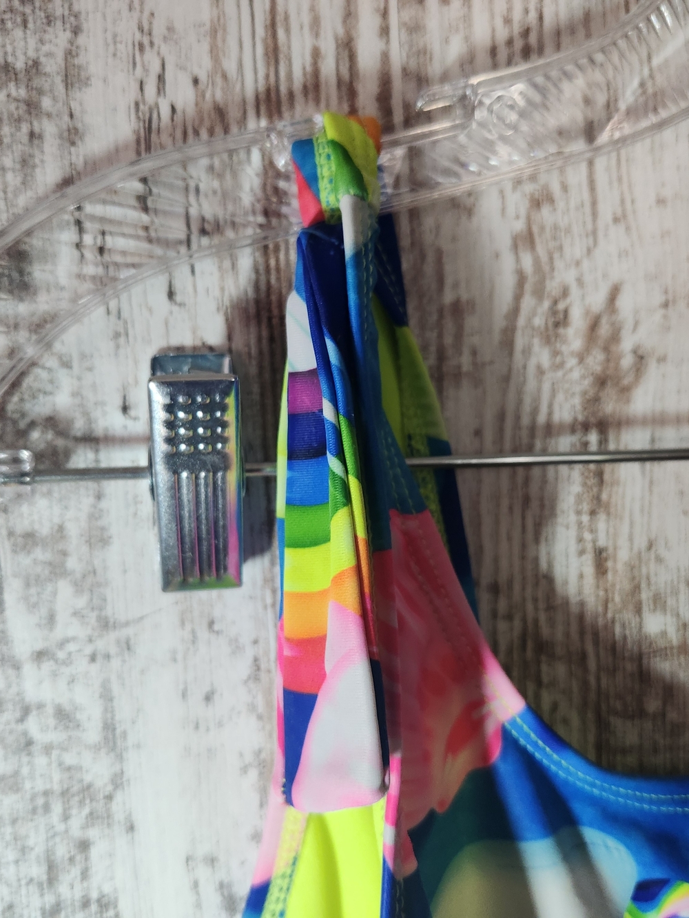 Justice Big Girl Blue Pool Floaty Rainbow Flamingo Popsicle One-Piece Swimsuit - Picture 3 of 8